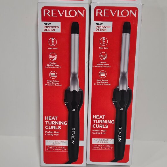 Revlon Perfect Heat 3/4" Ceramic Curling Iron Lot of 2 Open Box Tested - Picture 1 of 4